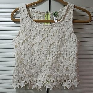 Cream floral lace crop top